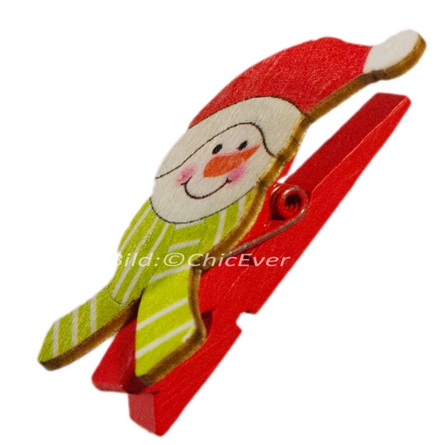 24 Klammern Holz Elche Schneemänner Schneemann Christbaumschmuck Weihnachten Weihnachtsbaum Deko